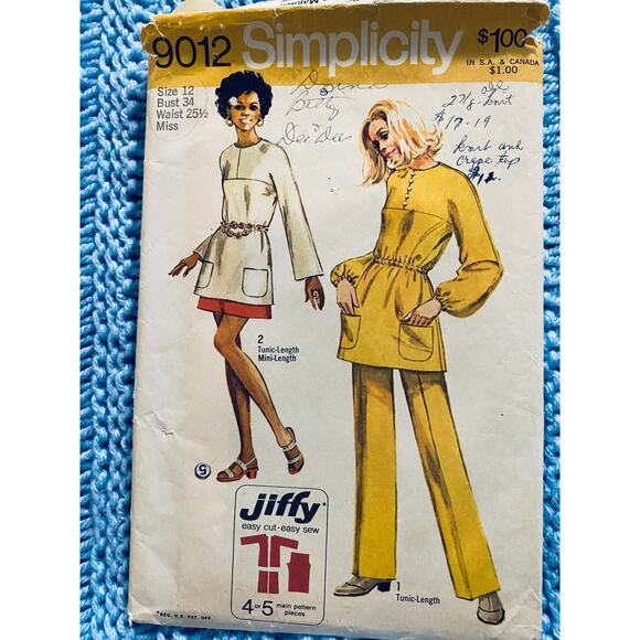 Simplicity 9012 tunic top pants pattern - Picture 1 of 5